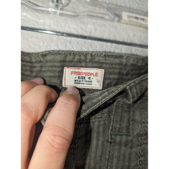 Free People Size 4 Olive Green Textured Wide Legged Pants - Picture 3 of 10